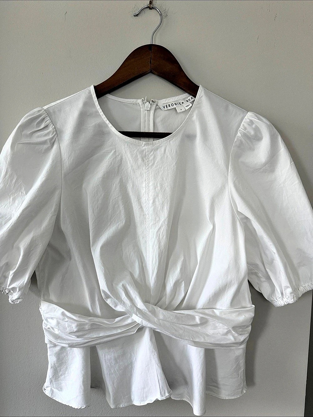 Veronica Beard Puff Sleeve Blouse in White Size Small